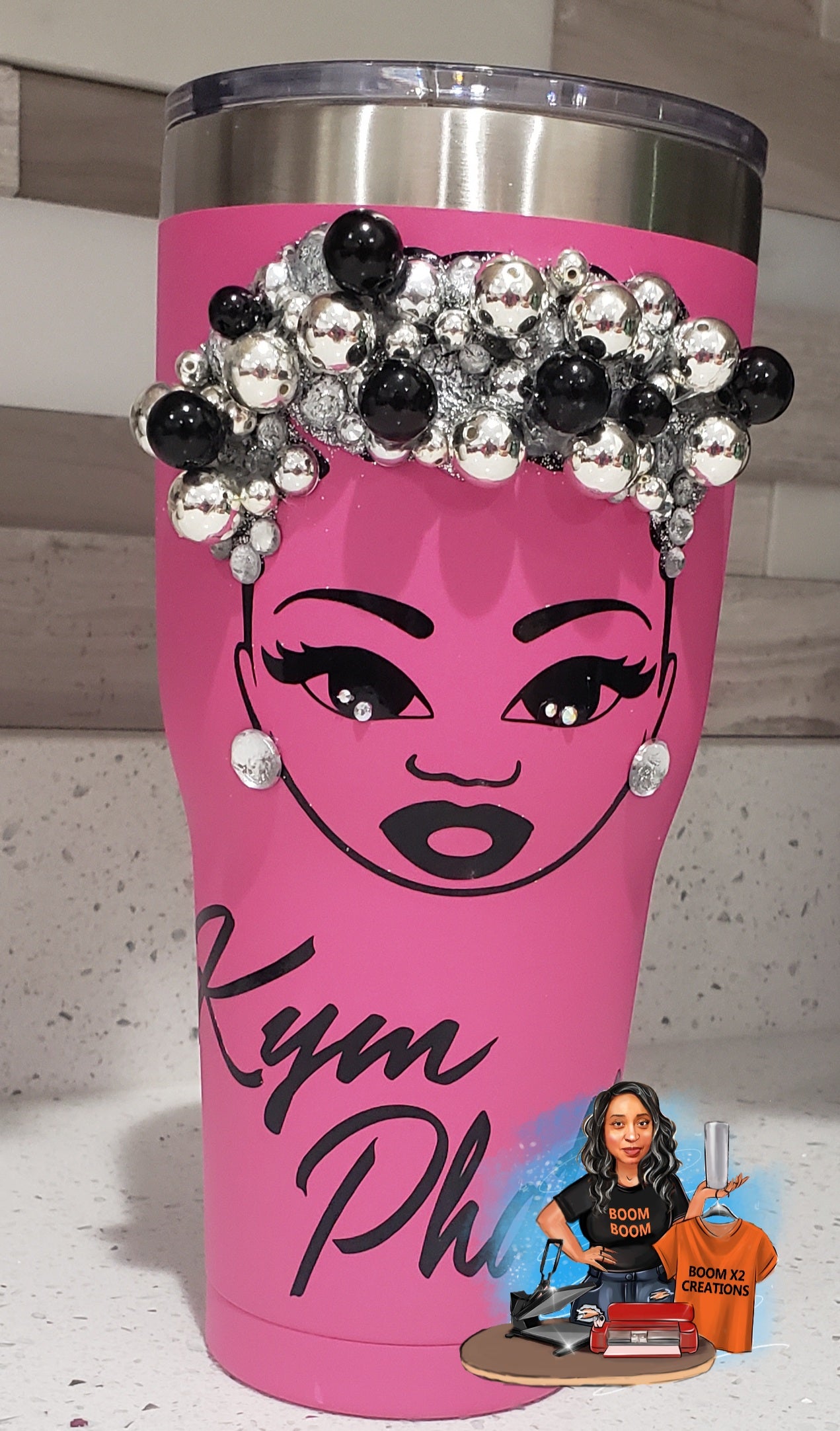 Beaded "she" tumbler 30oz